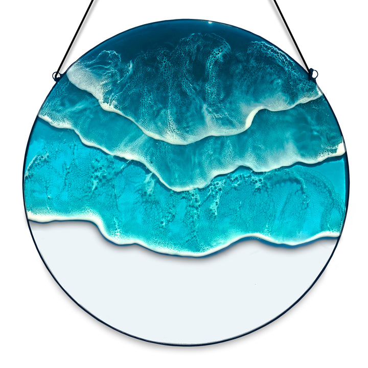 Glass Picture "Sea". 3 waves (35 cm) / Glasbild "Meer". 3 Wellen (35 cm)