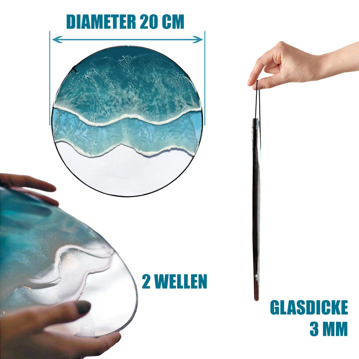 Glass Picture "Sea". 2 waves (20 cm) / Glasbild "Meer". 2 Wellen (20 cm)