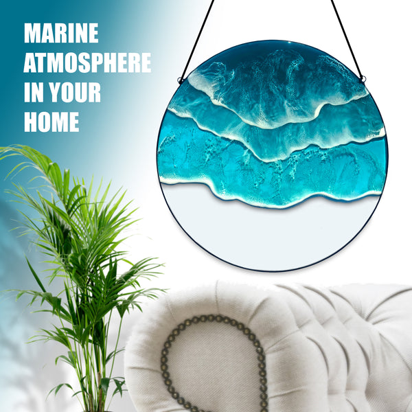 Glass Picture "Sea". 3 waves (40 cm) / Glasbild "Meer". 3 Wellen (40 cm)